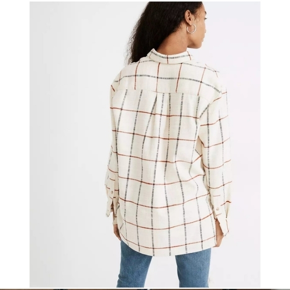 Madewell Oversized Ex-Boyfriend Flannel Shirt in Windowpane Print Size S - Picture 2 of 7
